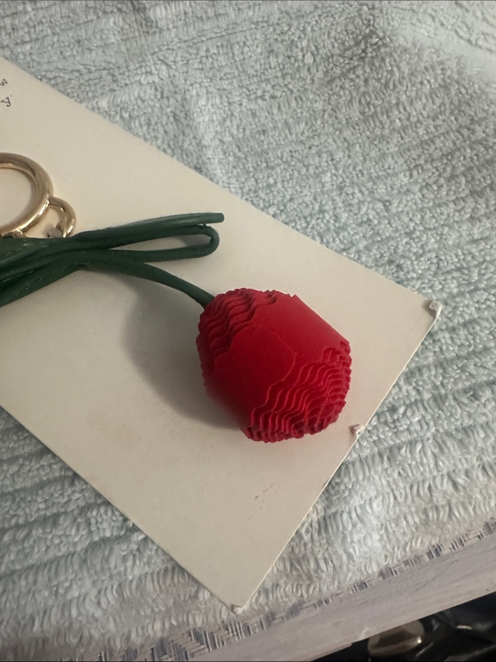 a new day Red Rose Key Charm with Green Leaves NWT - Picture 2 of 3